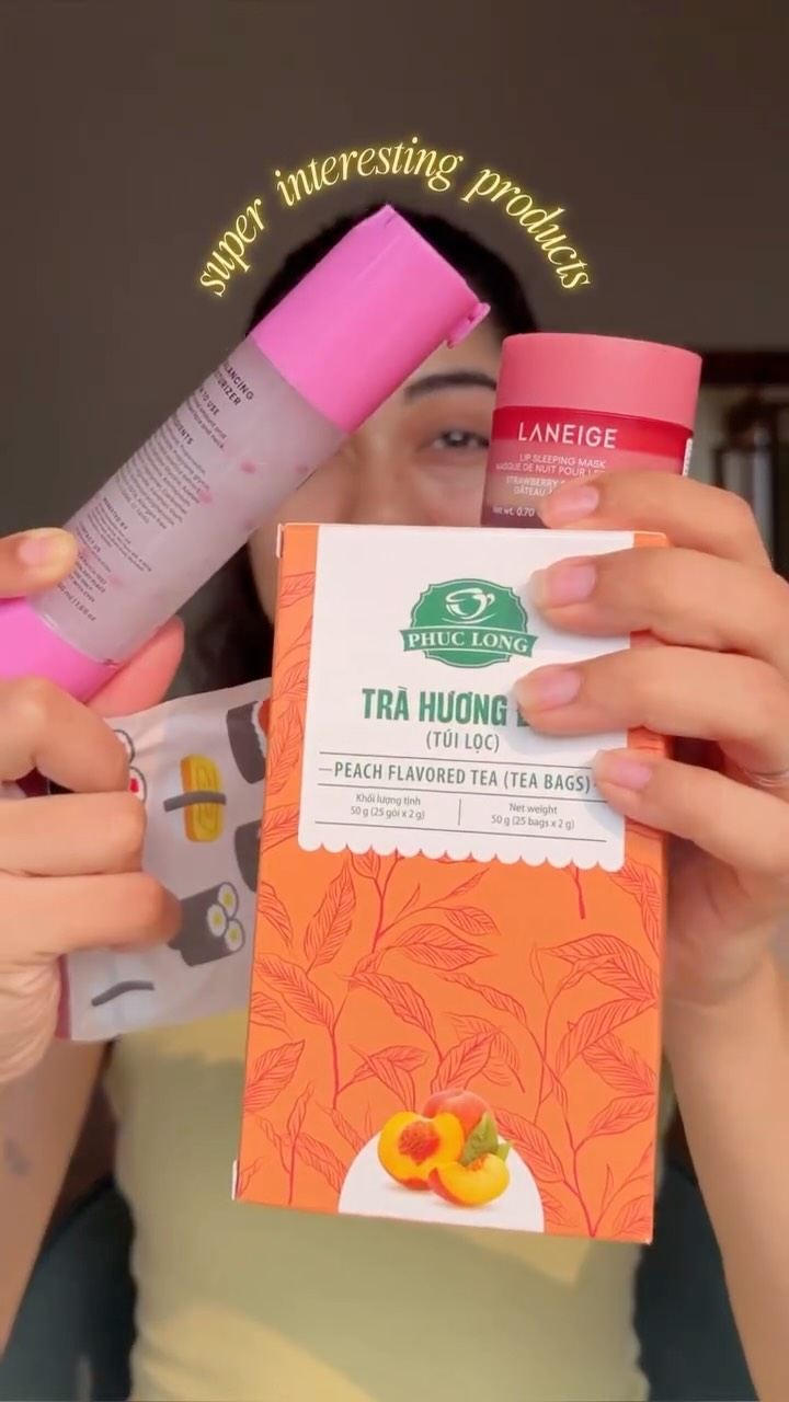 Instagram post by @skincarewithsom for LANEIGE. Caption reads: The Vietnamese peach tea is now being experimented....