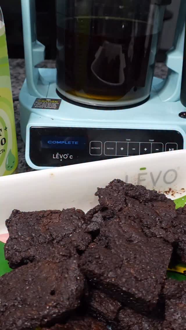 Instagram post by @_sharnise for LĒVO. Caption reads: I love brownies in cozy weather + Holiday season! ....