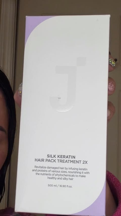 Instagram post by @angelcitro for JSOOP. Caption reads: This is JSOOP Silk Keratin Hair Pack Treatment 2X....