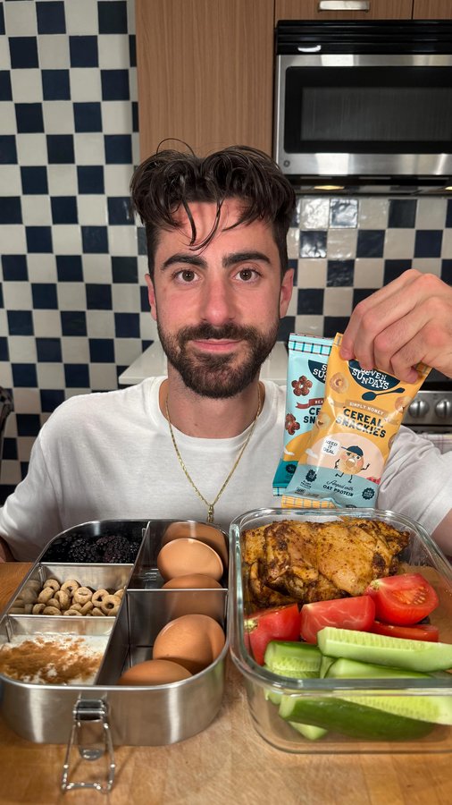 Instagram post by @joey_wellness for Seven Sundays. Caption reads: What a construction worker packs for lunch

I....