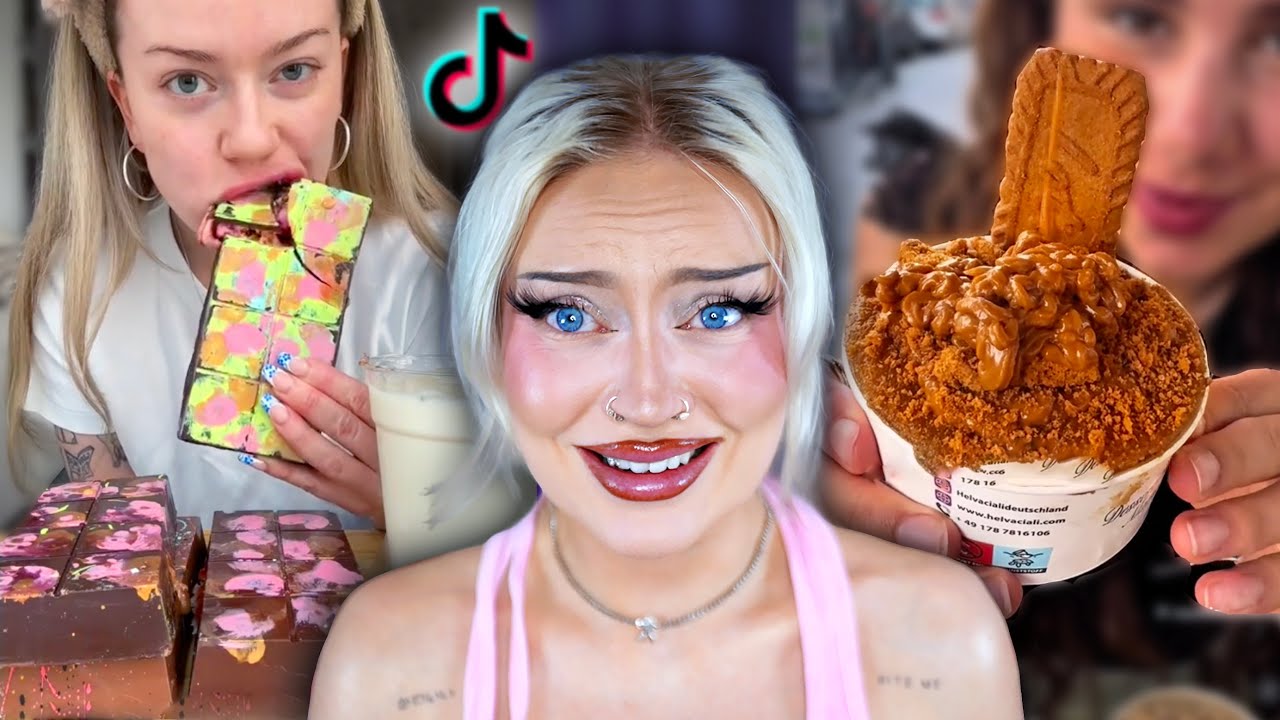 YouTube post by @naomijon for dmBio. Caption reads: The most INSANE desserts I found on Tik Tok….
