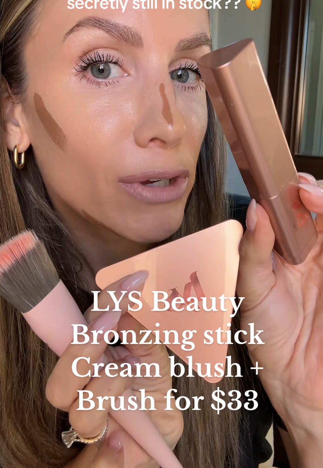 TikTok post by @michelledemoda for Lysbeauty. Caption reads: creamy dreamy makeup trio at $11 a piece?! Scroll....