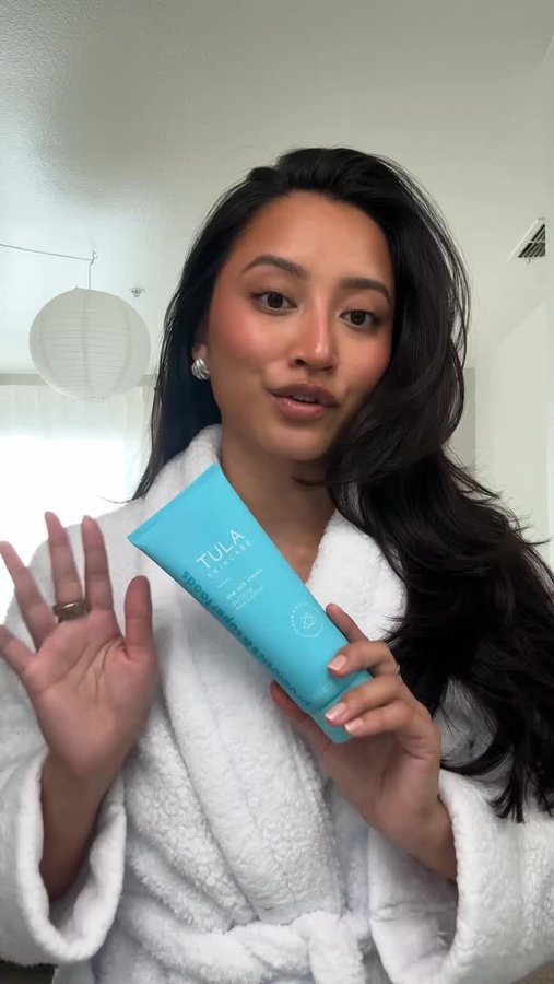 Instagram post by @destinyhalei for TULA. Caption reads: As a dry-skin girly, I love how this cleanser....