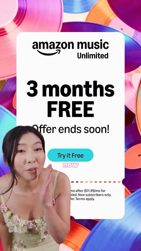 Instagram post by @peachietech for Amazon Music. Caption reads: [...] before it ends! if you want to try Amazon....