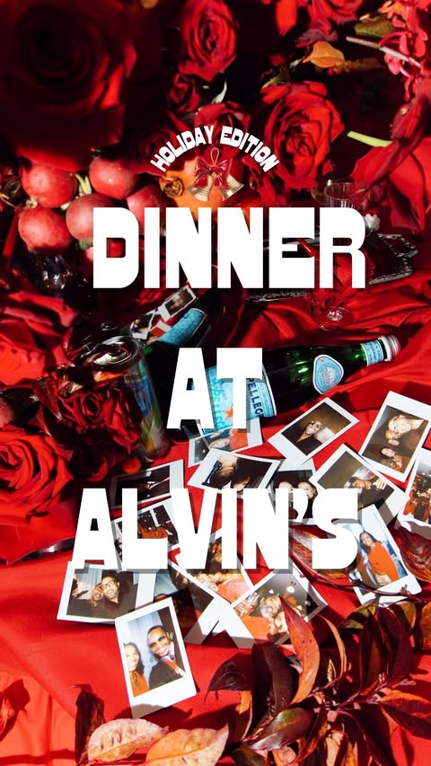 Instagram post by @alvinwayne for Sanpellegrino. Caption reads: Welcome back to Dinner at Alvin’s, the holiday....