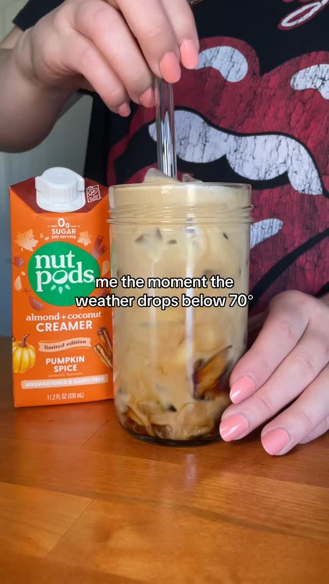 Instagram post by @dietitian.hannah for nutpods. Caption reads: never too early for pumpkin spice 🎃🍂 @nutpods....