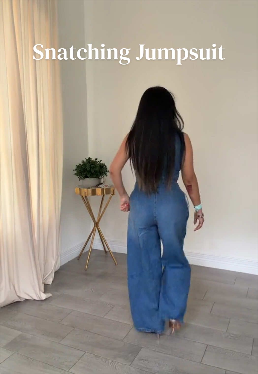 TikTok post by @nan_z007 for uoozee. Caption reads: The perfect snatching denim jumpsuit!🔥🤩@UOOZEE....