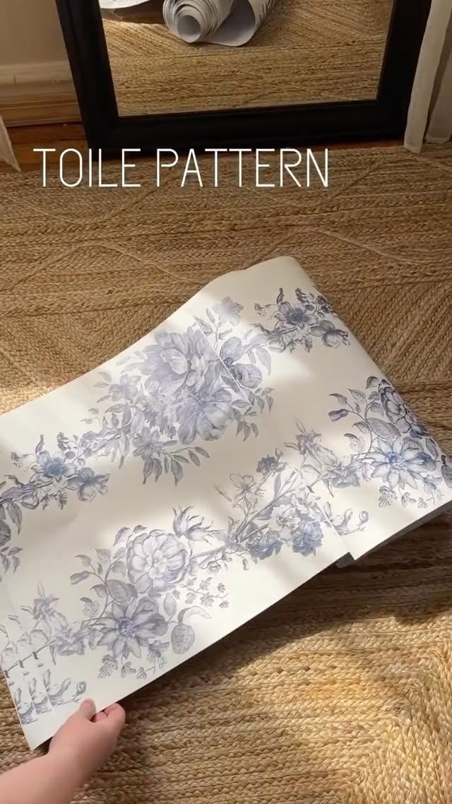 Instagram post by @kate_romanoff for Livette's Wallpaper. Caption reads: [...] in Self-adhesive wallpaper from....