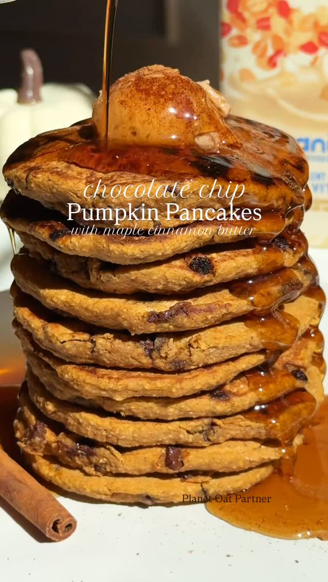 Instagram post by @booboosbakeryy for Planet Oat. Caption reads: The fall breakfast I daydream about…🥞....