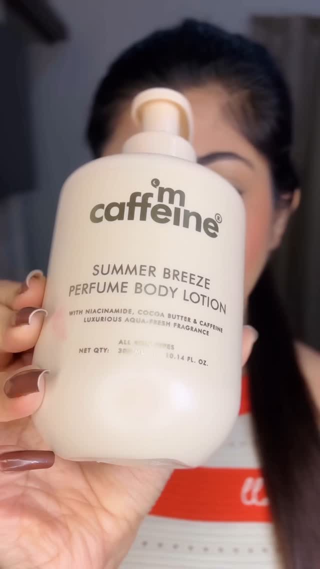 Instagram post by @agriti_makeovers for mCaffeine. Caption reads: A product which works as a perfume and moisturiser....