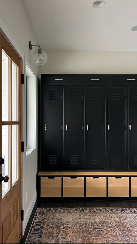 Instagram post by @joineryanddesignco for Cricut. Caption reads: $85 LOCKER DIY 
+ vintage numbers with @cricut !....