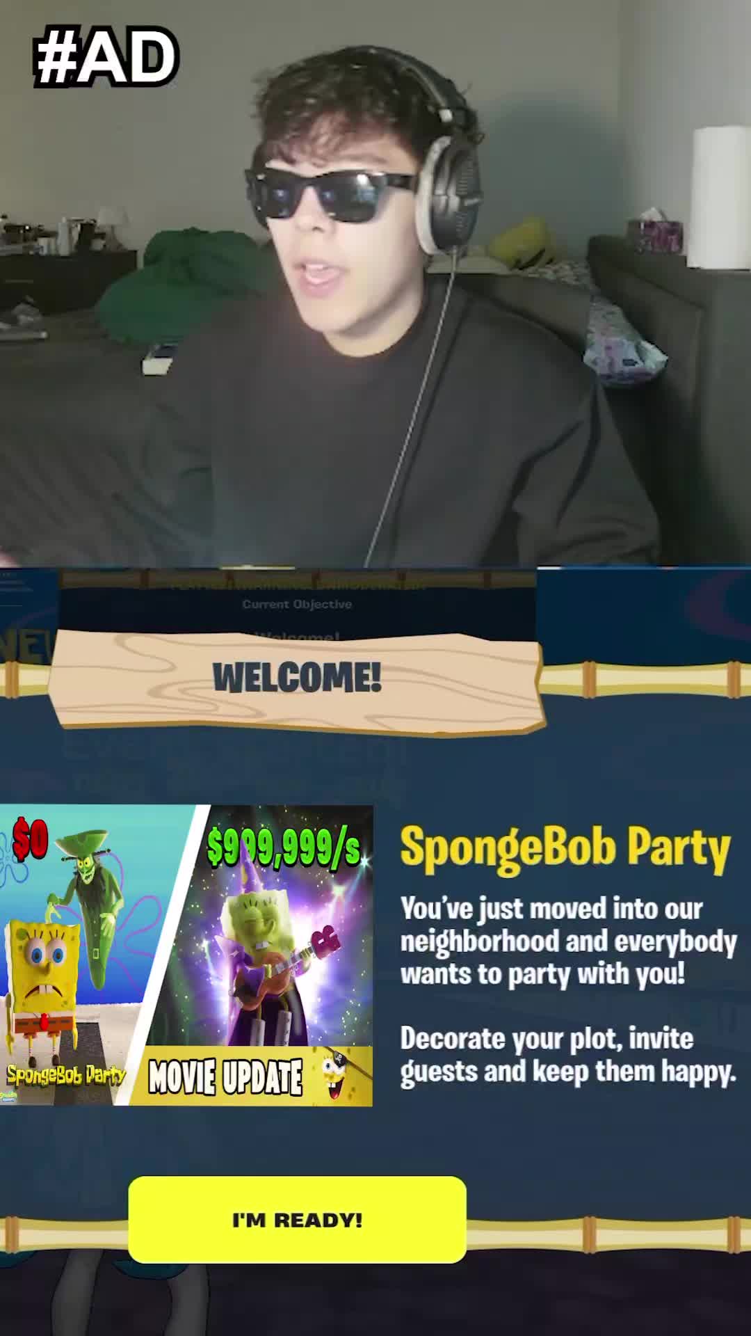 TikTok post by @asianjeffontop for SpongeBob SquarePants. Caption reads: This NEW SpongeBob Party map is SICK! @SpongeBob....