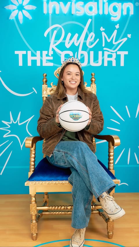 Instagram post by @raelyn_cs for Invisalign. Caption reads: [...] take you? 😁🏀 For me, it’s BTS at the....