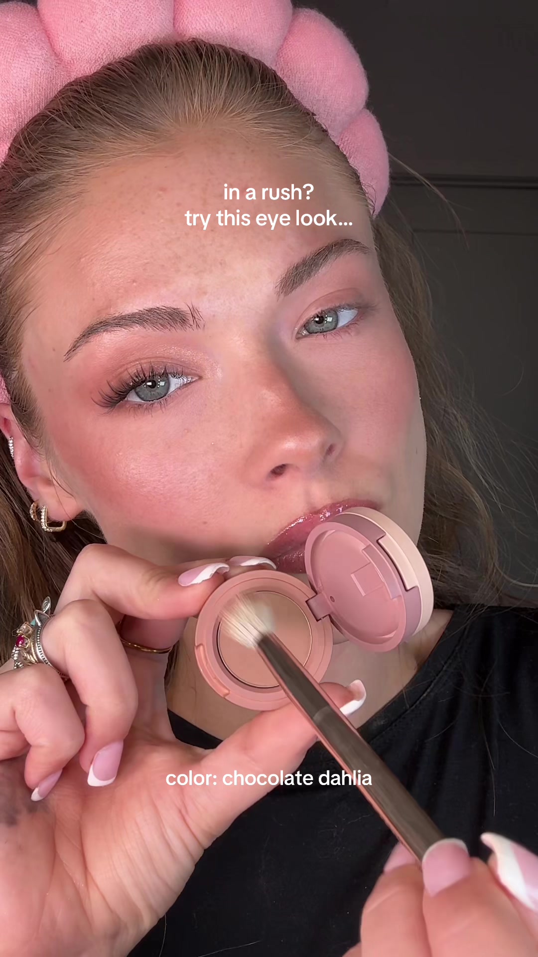 TikTok post by @kayla.ryann for Kaja Beauty. Caption reads: tiny but mighty eyeshadow trios from @Kaja Beauty....