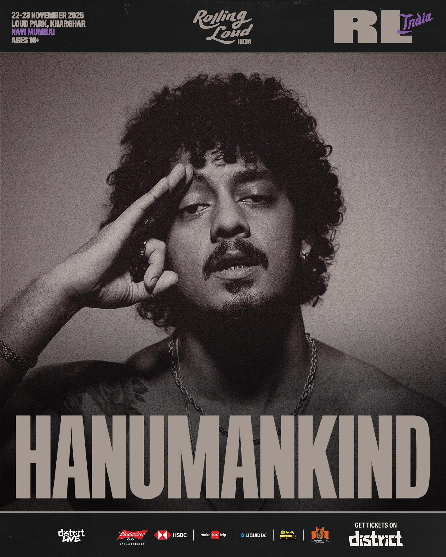 Instagram post by @hanumankind for Rolling Loud. Caption reads: SUN IS UP!

ARE YOU READY FOR @hanumankind THIS....