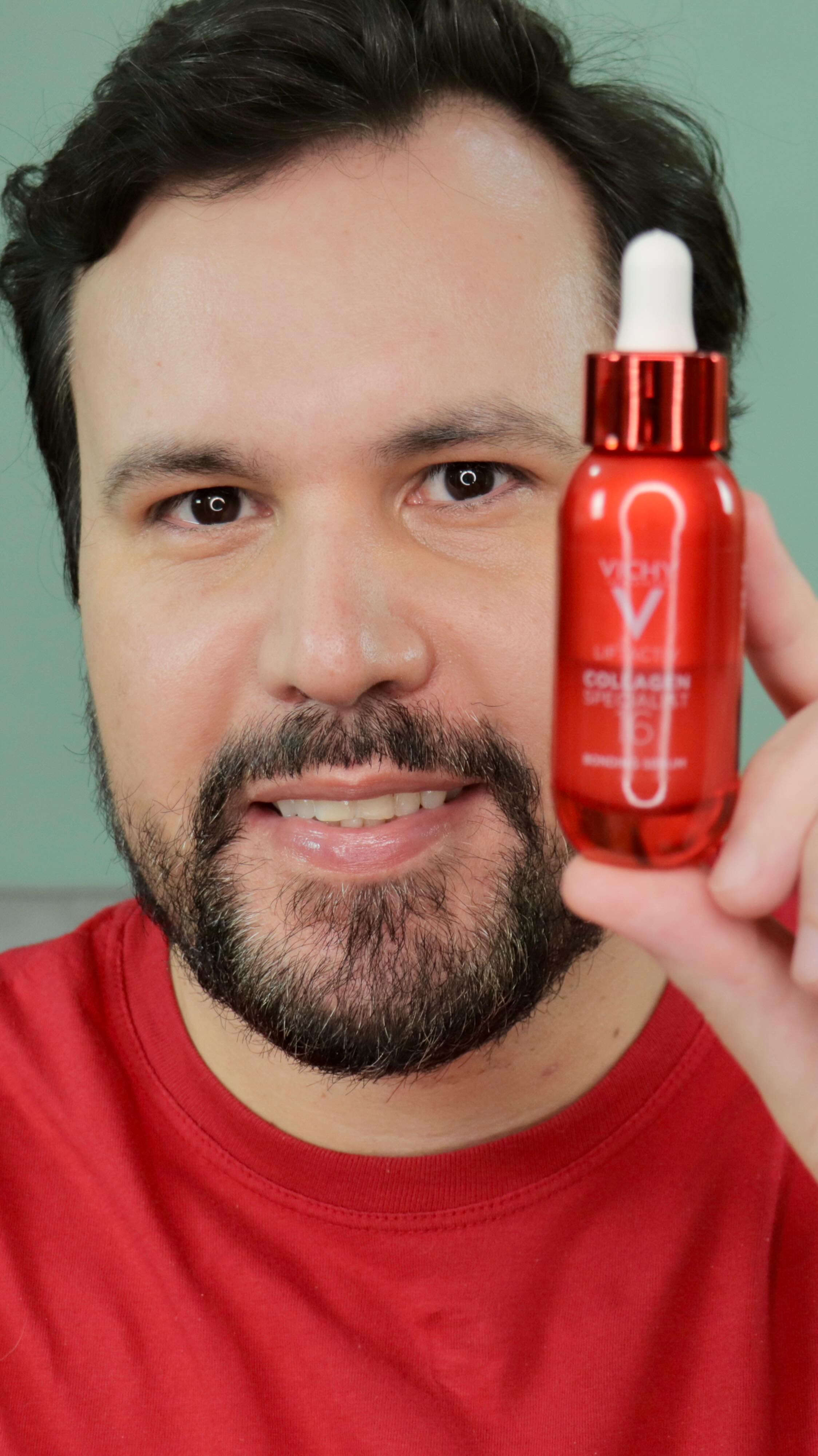 Instagram post by @gustavosaber for Vichy Brasil. Caption reads: Esse é o novo Sérum Colágeno 16 da @vichybrasil ,....