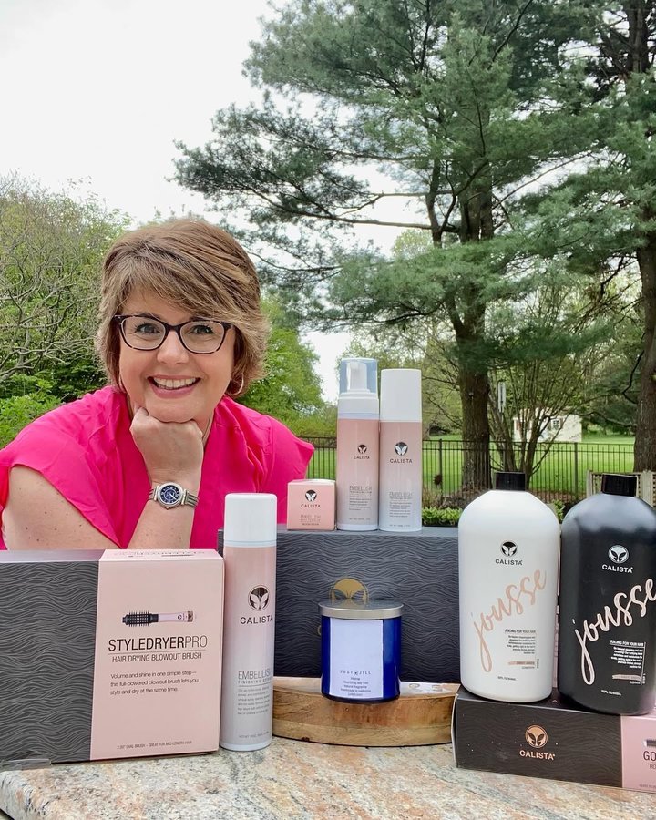 Instagram post by @justjillbauer for Calista Tools. Caption reads: [...] with my go-to hair care bestie,....