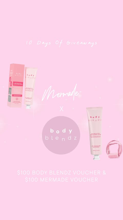 Instagram post by @body_blendz for Mermade Hair. Caption reads: [...] 🎄🎁⁠
⁠
For day 8, we’re giving away a $100....