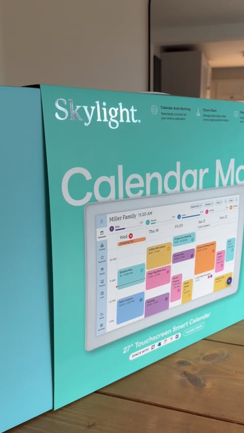 Instagram post by @lifewiththewallaces_ for Skylight Frame. Caption reads: SKYLIGHT CALENDAR MAX💫 Skylight calendar max has....