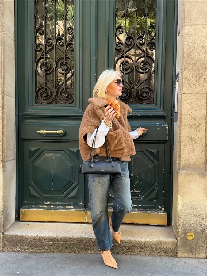 Instagram post by @petradieners for The Frankie Shop. Caption reads: Paris doors and my style… . Ad Items linked in the....