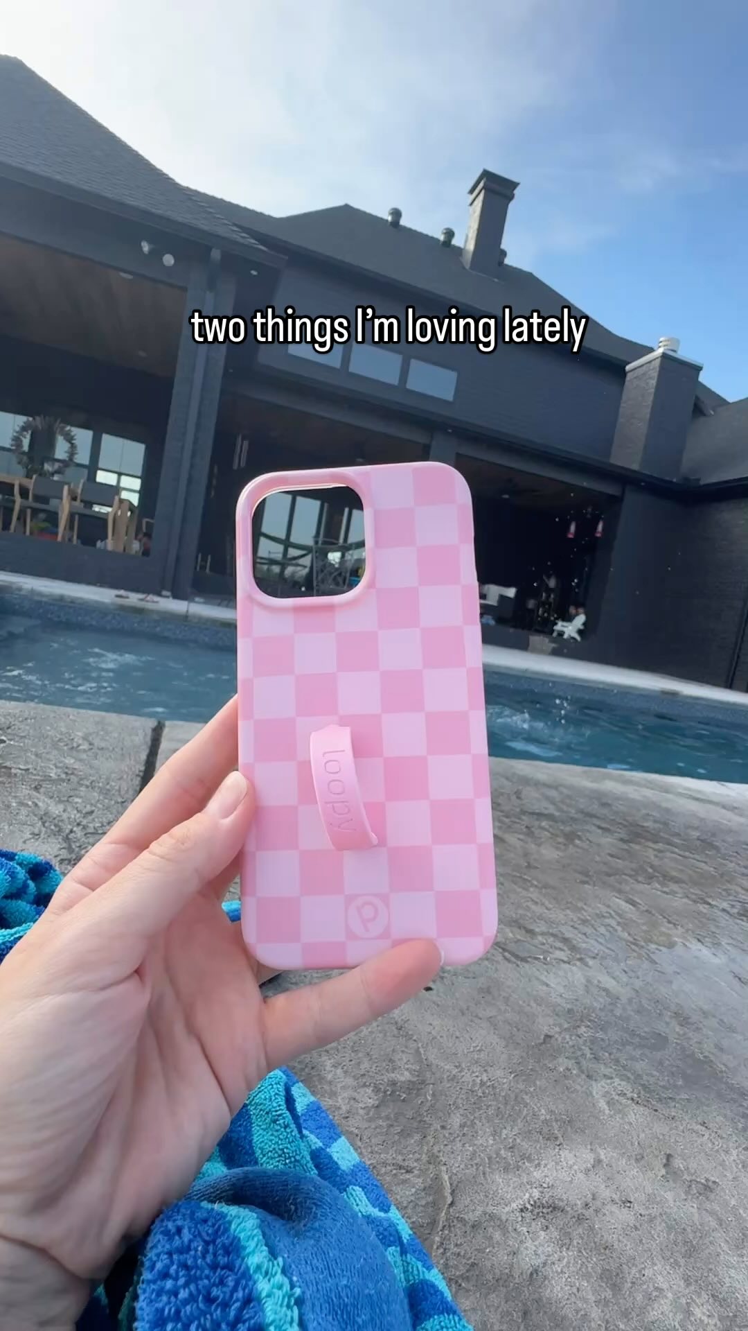 Instagram post by @jessicasavoybrown for LoopyCases. Caption reads: @loopycases and strawberry matchas🍓 comment BLUSH....