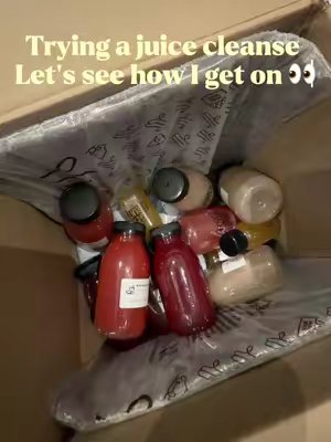 TikTok post by @itsmirella.x for Invyted US. Caption reads: Trying a 3-day juice cleanse 🍏🥒🍋 come along and....