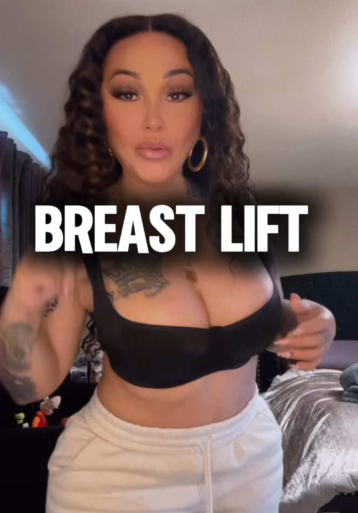 TikTok post by @queenc_707 for HSIA Lingerie. Caption reads: Breast lift effect at home #bra #hsiabra #hsia....