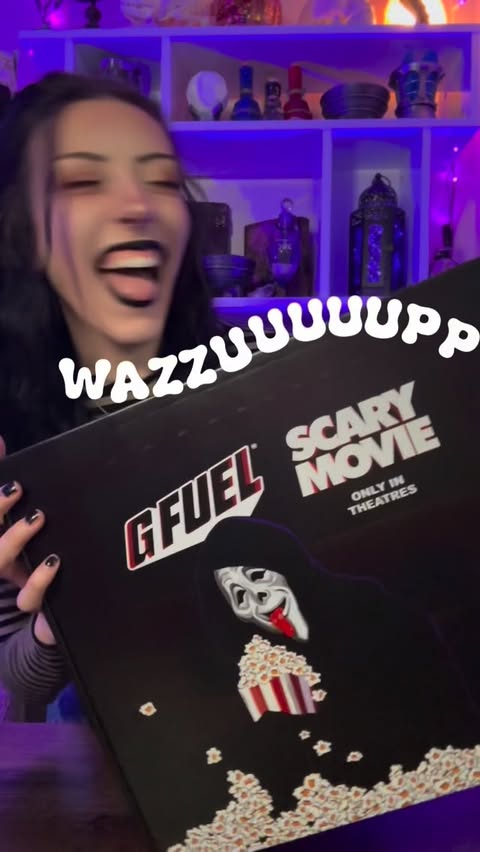 Instagram post by @rikkichuu for G FUEL. Caption reads: [...] Celebrate with the new @scarymovie x....