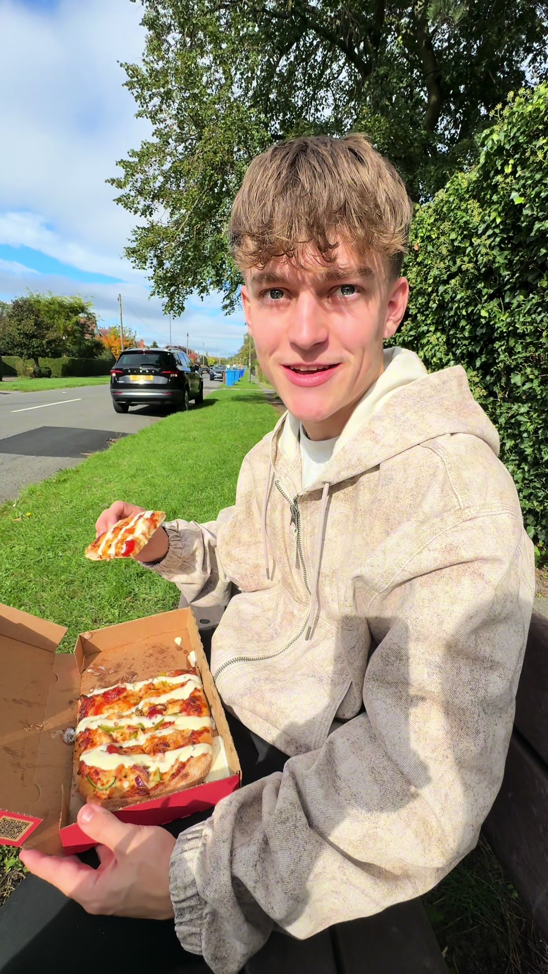 TikTok post by @ellaandbenn for Pizza Hut. Caption reads: AD 🍕Crafted Flatzz at Pizza Hut 🔥 4 flavours,....