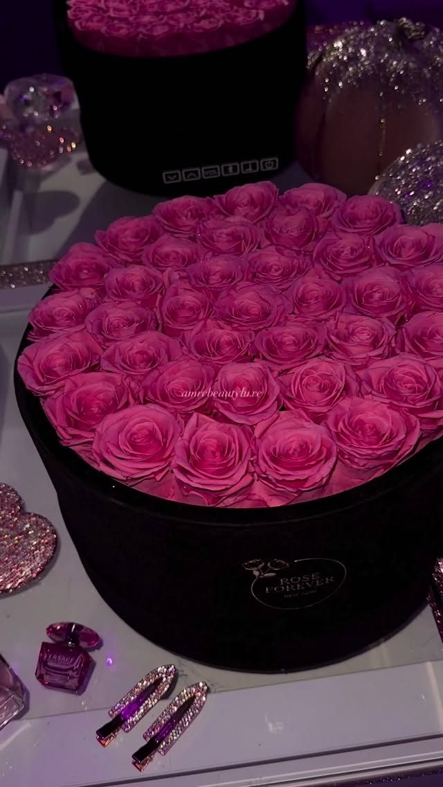 Instagram post by @amrcbeautyluxe for Rose Forever. Caption reads: Falling in love again𐙚⋆.˚₊⊹♡ | @roseforever_ny....