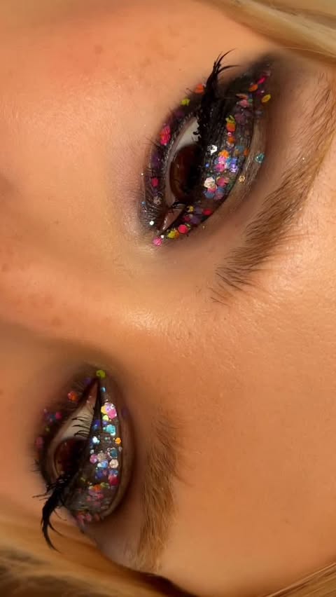 Instagram post by @daniellemarcan for Gucci Beauty. Caption reads: [...] ii glitters @armanibeauty eye tint 99....