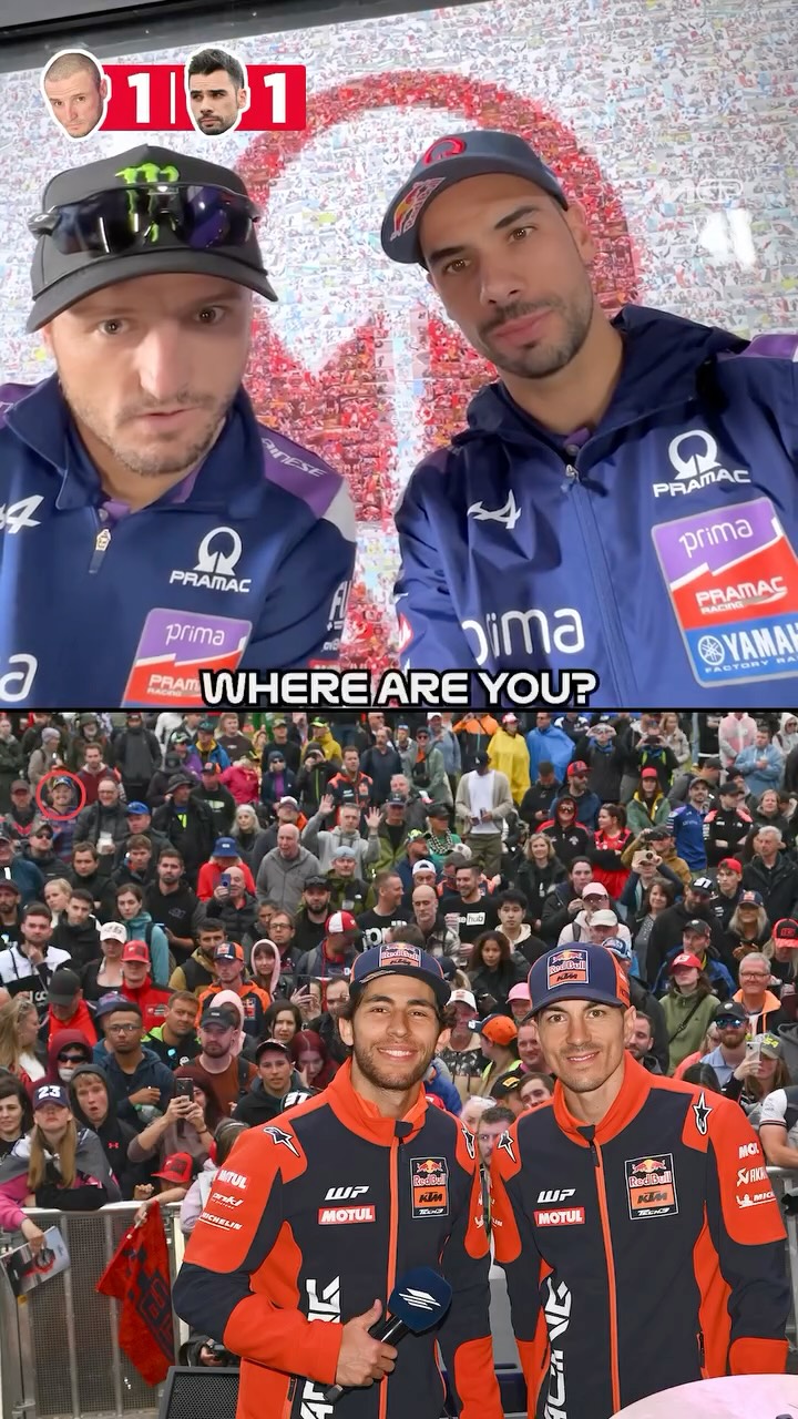Instagram post by @pramacracing for Motul. Caption reads: "Where's Oli?" 😂  @jackmilleraus and....