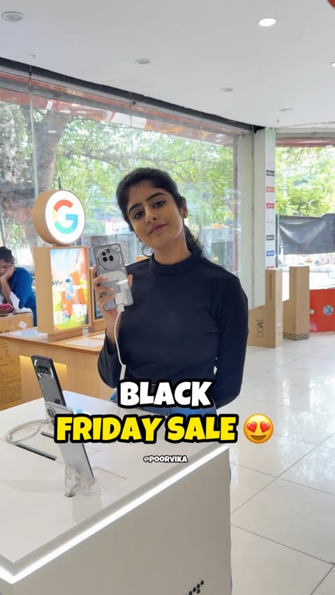 Instagram post by @nivetha_vijayy for Poorvika. Caption reads: Save for later✨@poorvika_india ‘s Biggest Black....