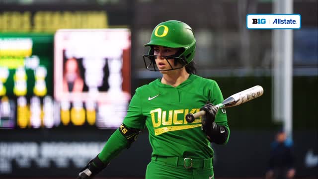 Instagram post by @bigtennetwork for Allstate. Caption reads: [...] @oregonsb 🦆 At the Plate presented by....