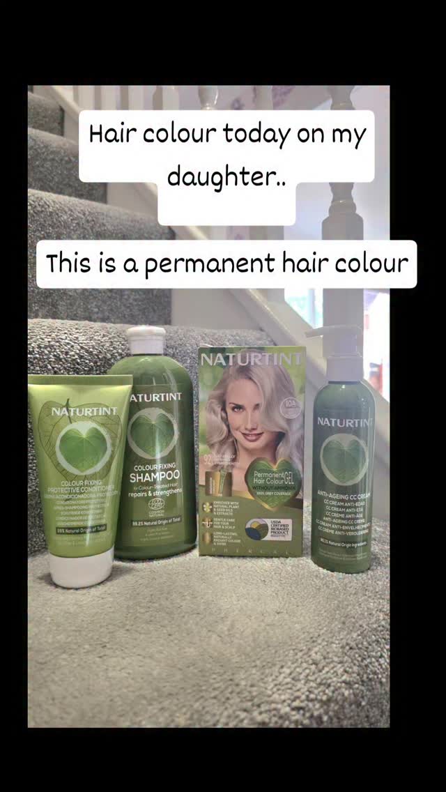 Instagram post by @pink_rose_home for NATURTINT. Caption reads: [...] she wanted to go more blonde with....