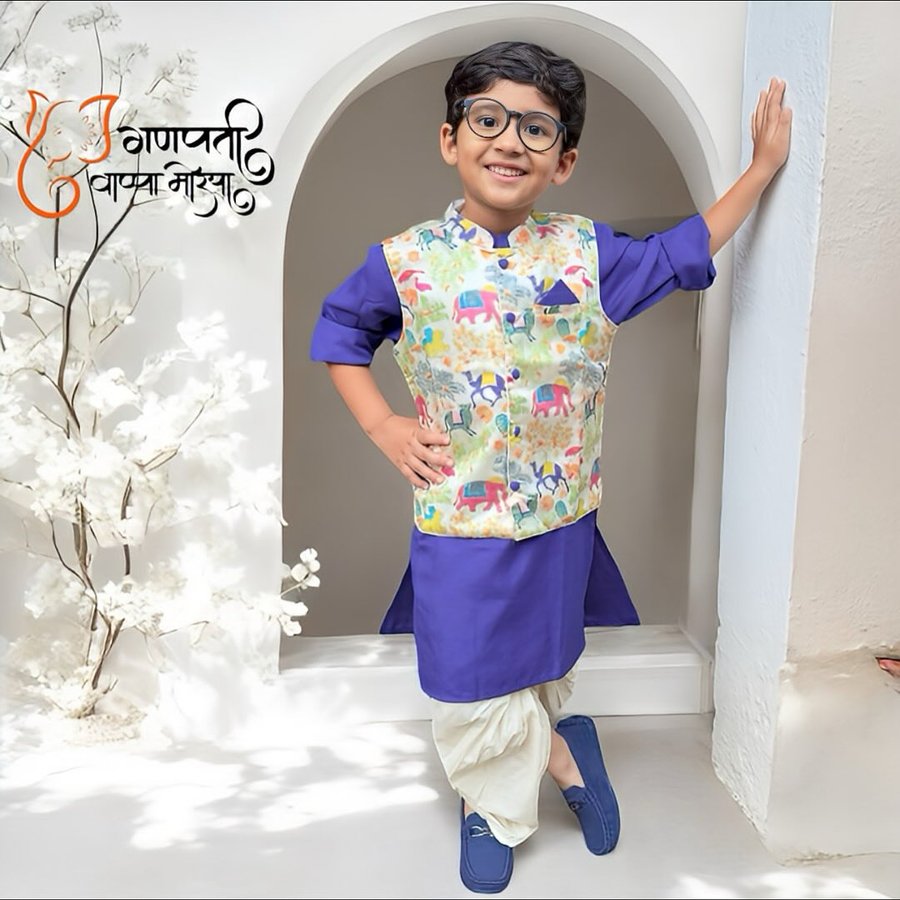 Instagram post by @the_rajveer_vibes for Pine Kids. Caption reads: [...] tradition in a vibrant ethnic set by....