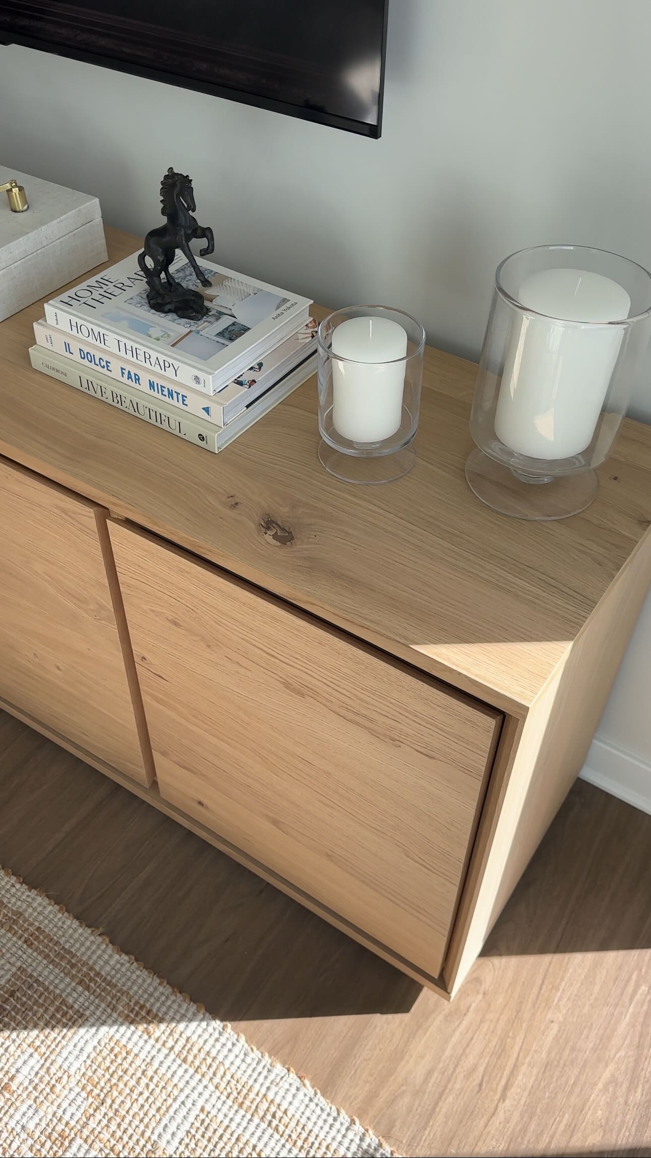 Instagram post by @madisonconroyy for West Elm. Caption reads: before ➝ after ✨ giving my space a much-needed....