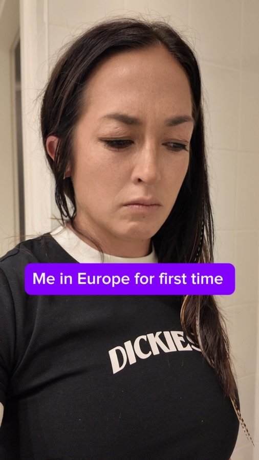 Instagram post by @the_ladyplumber for Dickies. Caption reads: When you’re in Europe for the first....