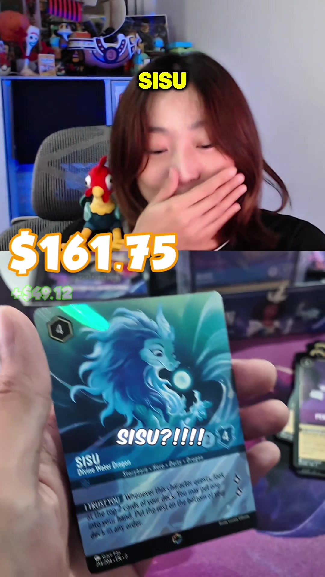 TikTok post by @noonaberlian for Ravensburger. Caption reads: SPOILER SET9 Disney Lorcana #lorcanatcg....