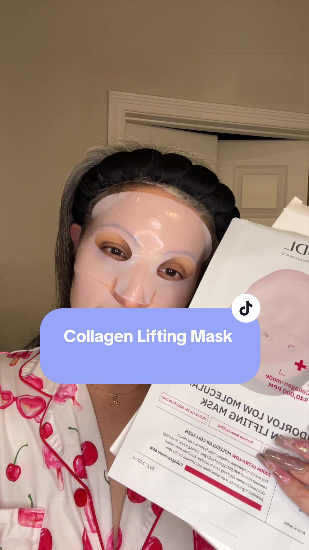TikTok post by @chelsalinasss for Candorlov US. Caption reads: [...] #pdrncollagenmask #antiwrinkleserum....
