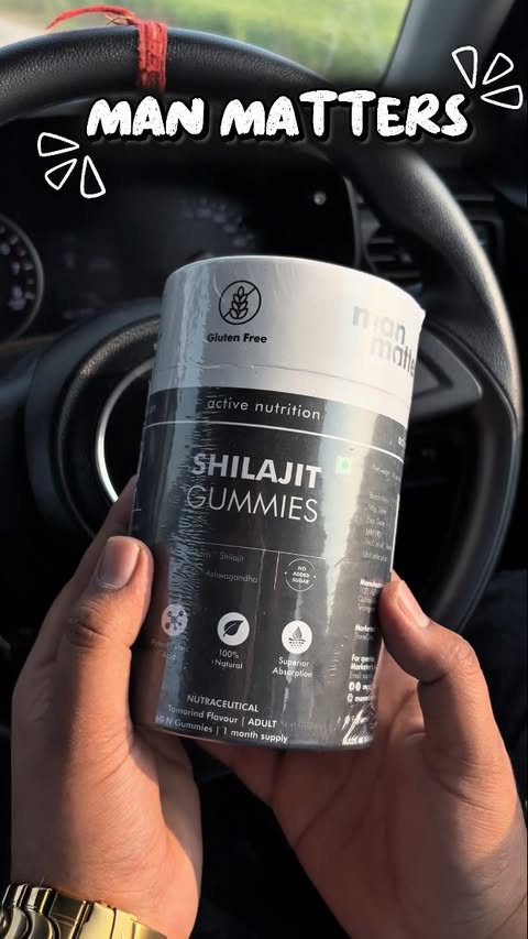Instagram post by @ramanrps for Man Matters. Caption reads: *High-purity shilajit (>70% fulvic acid) for....
