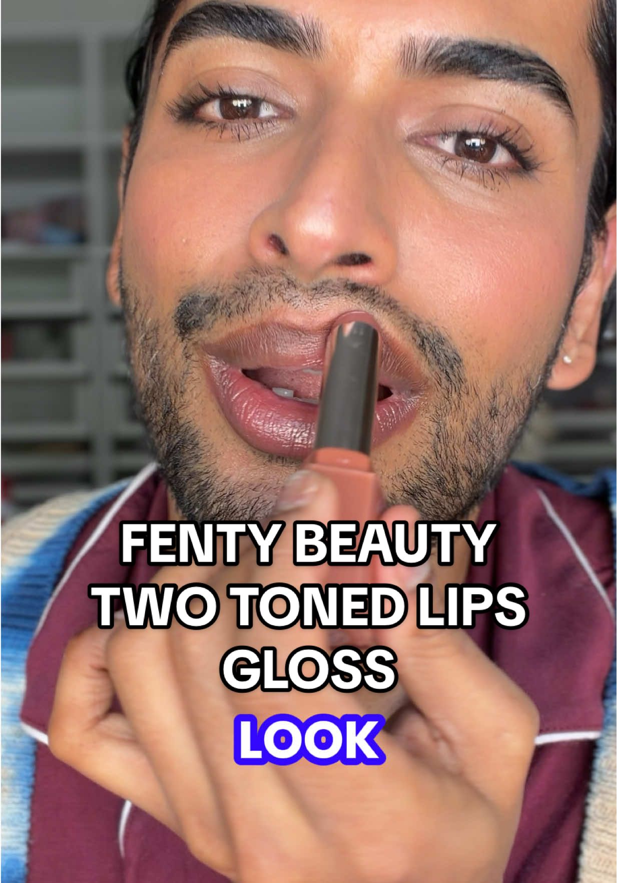 TikTok post by @adityamadiraju for Fenty Beauty. Caption reads: Fenty Spice Cold is perfection on Two Toned Lips....
