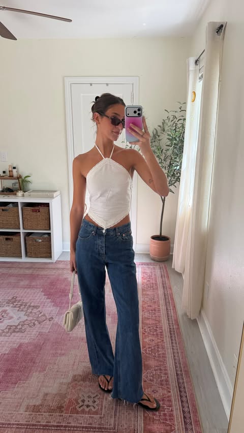 Instagram post by @mimimythen for FabFitFun. Caption reads: [...] and a cute white top never fails me -....