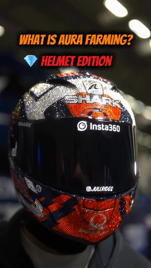 Instagram post by @juli.rides for SHARK Helmets. Caption reads: The reactions to my helmet are....