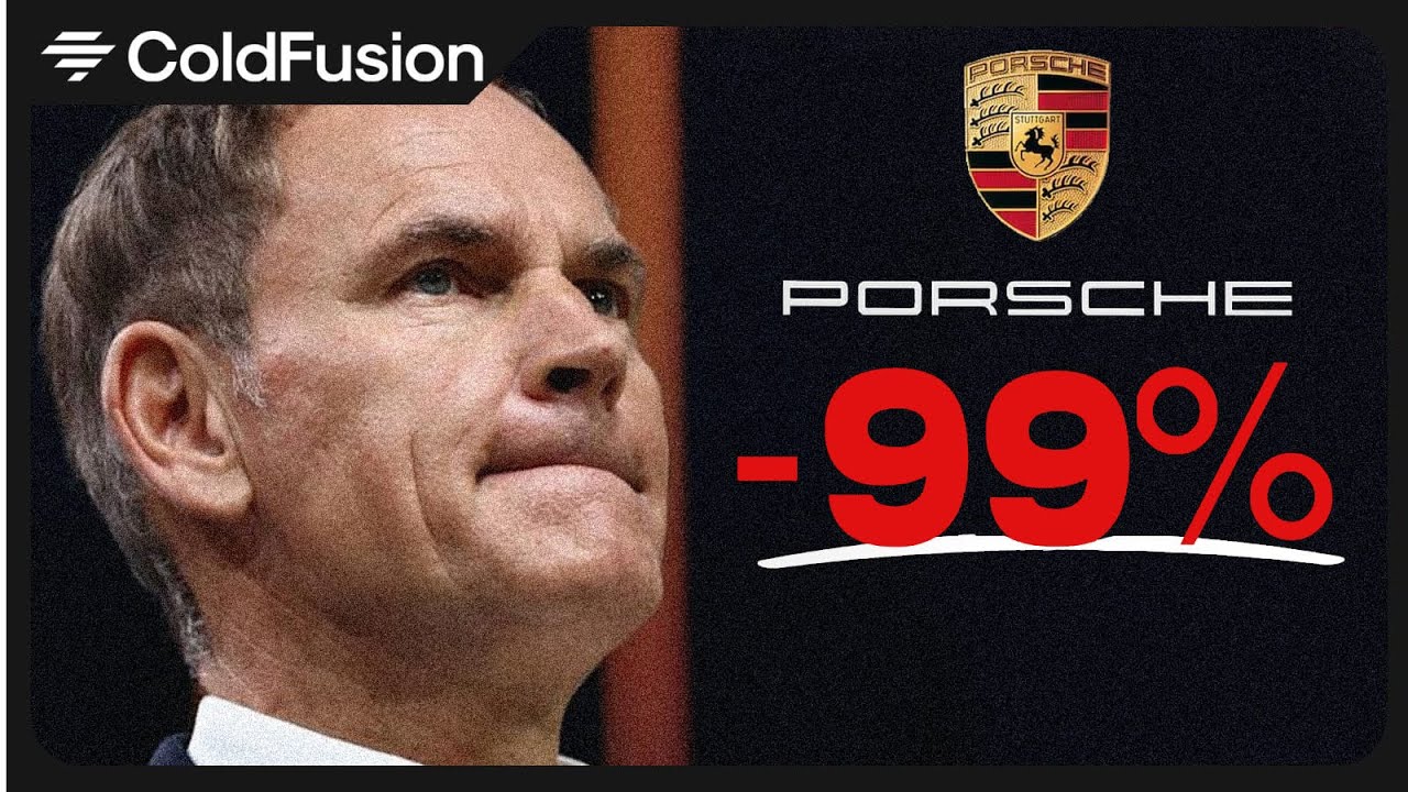YouTube post by @ColdFusion for Odoo. Caption reads: Porsche Profits Fall 99% as CEO in Crisis Mode.
