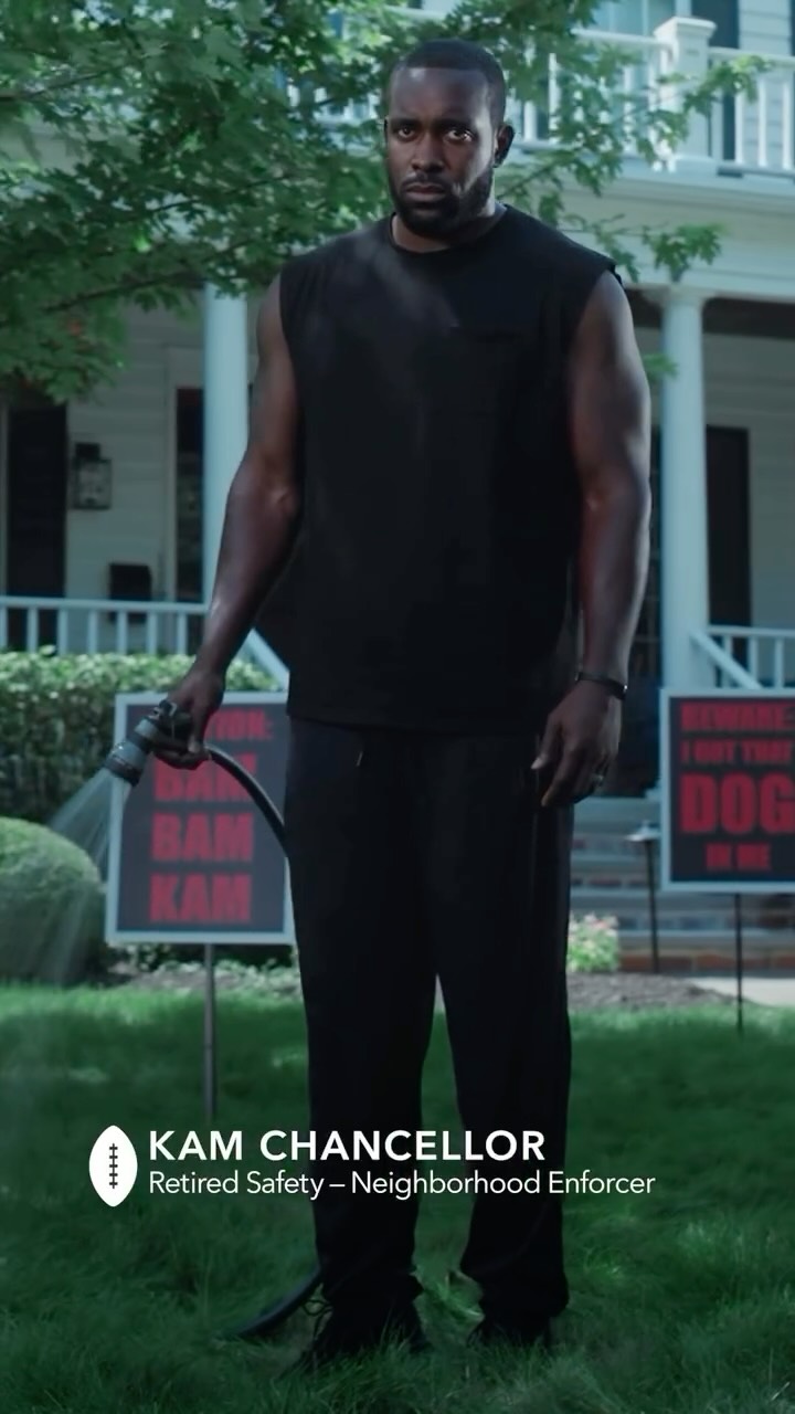 Instagram post by @kamchancellor for ADT. Caption reads: #adtpartner #ADTad I spent years on the field....