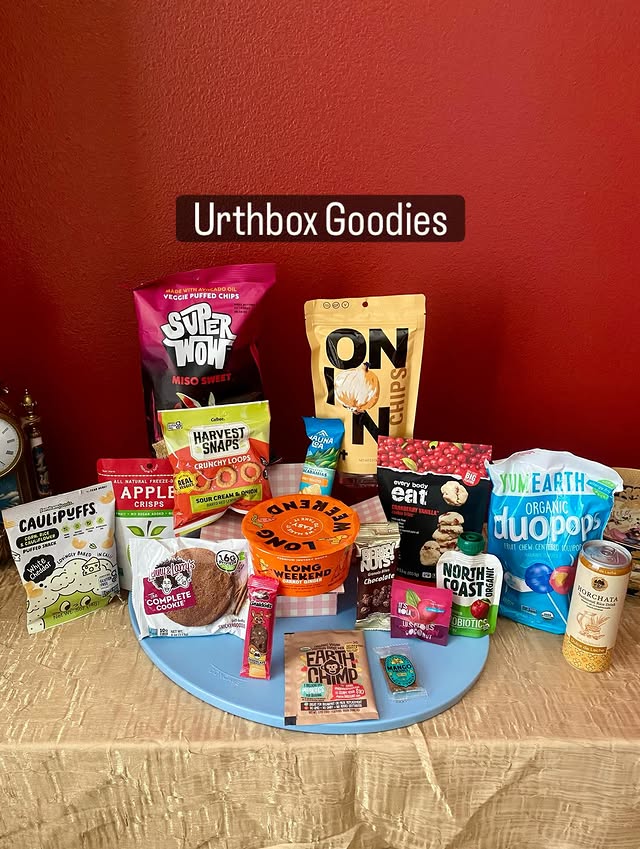 Instagram post by @desertfoodie88 for UrthBox. Caption reads: #ad Check out the goodies in my Urthbox this....