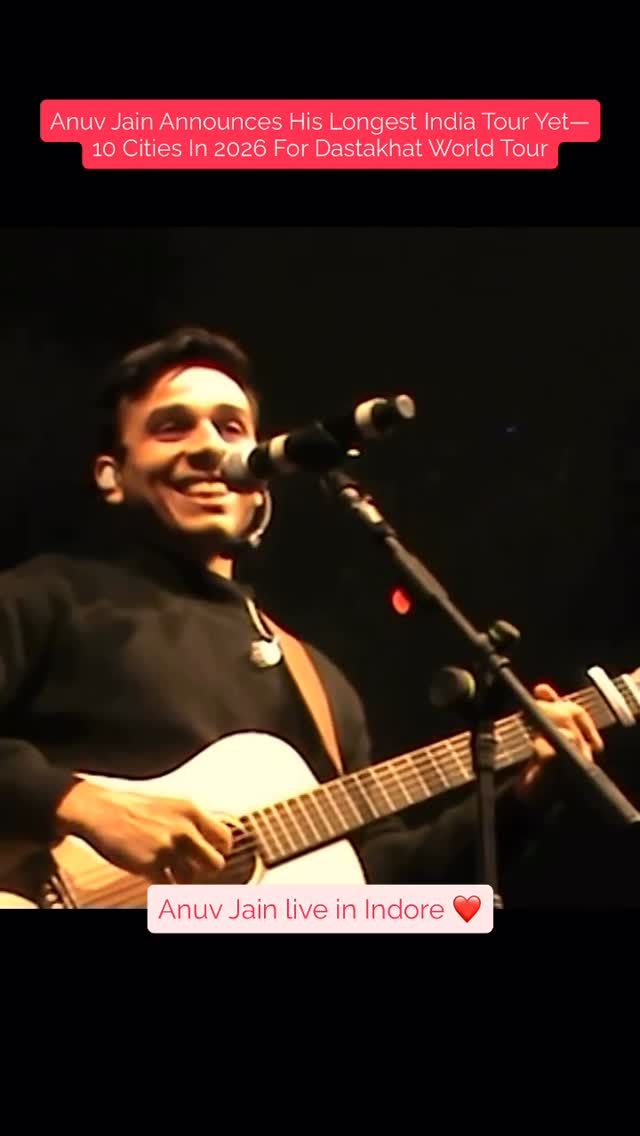 Instagram post by @iloveindore for BookMyShow. Caption reads: Sing along, sway, and feel every note – Anuv Jain....