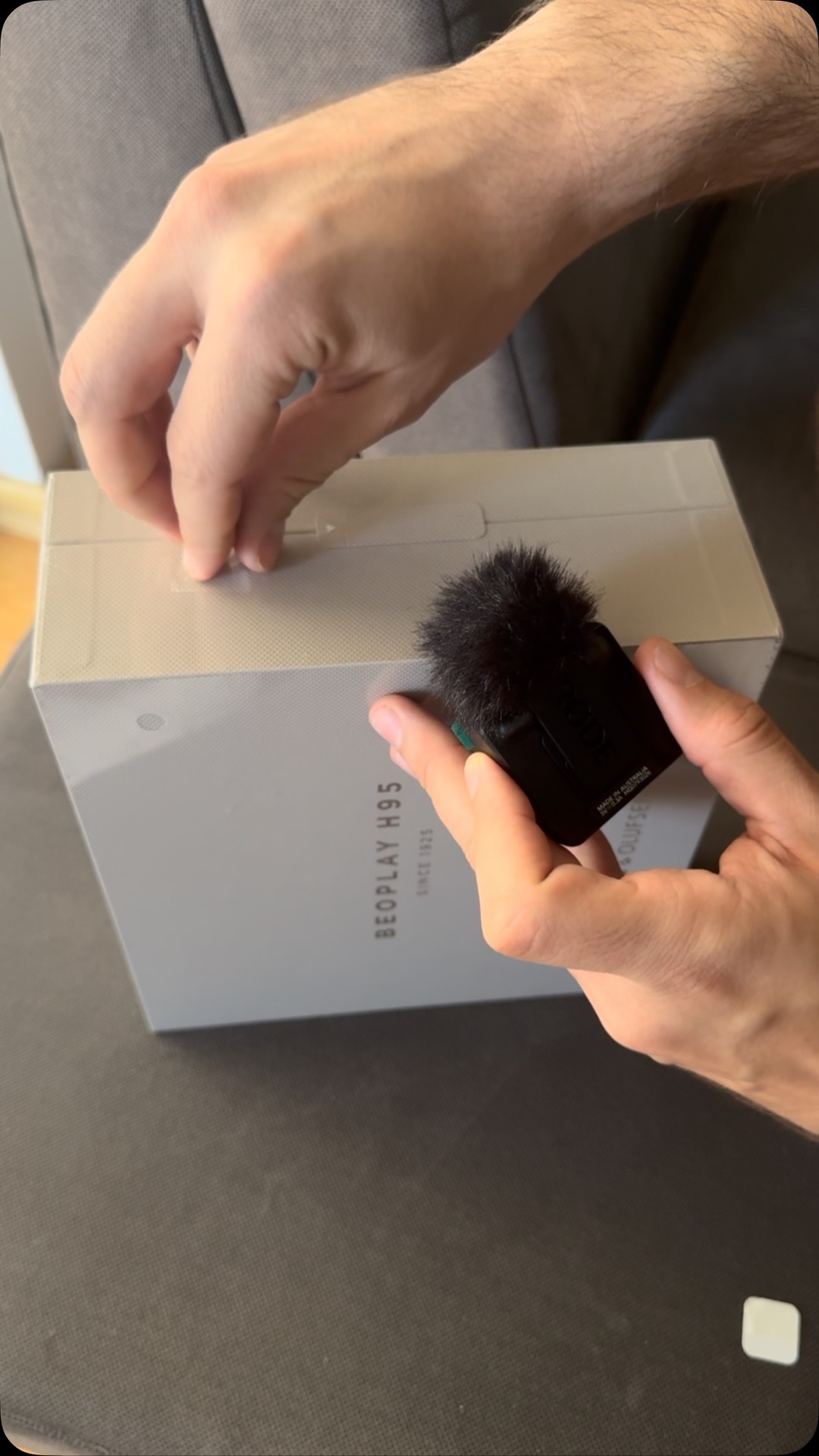 Instagram post by @mirzamustafagic for Bang & Olufsen. Caption reads: Vrijeme je za unboxing (ne znam zašto sam rekao....