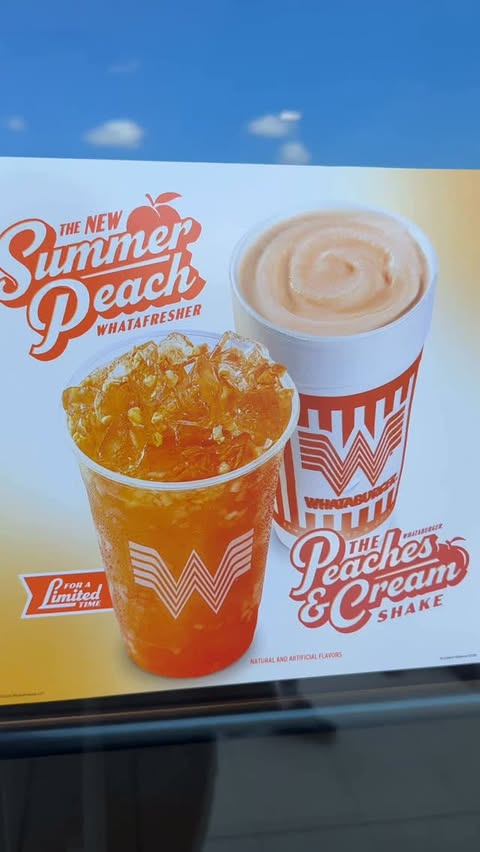 Instagram post by @_brookeleanne for Whataburger. Caption reads: [...] the perfect peach upgrade at @whataburger!....